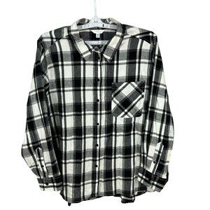 Time And Tru Womens Plaid Black & White Button-Up Shirt XXXL (22)